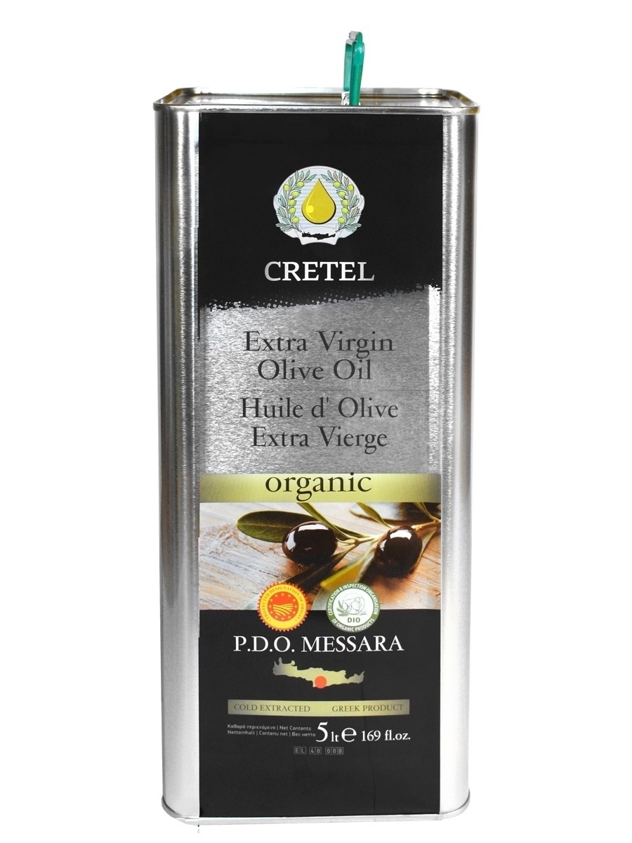 

Оливковое масло СRETEL ORGANIC Extra Virgin, кислотность 0,3-0,6 %, ж/б, 5 литров, Греция