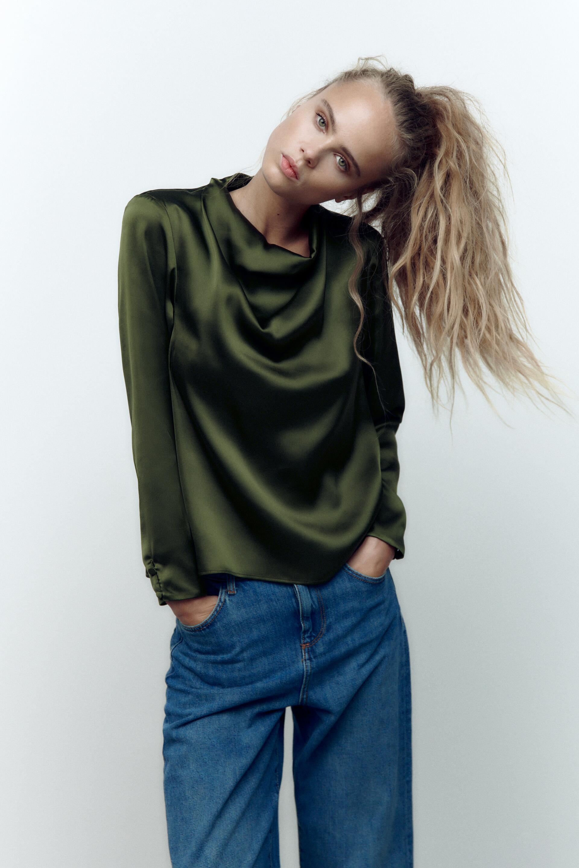 

Топ женский ZARA 02113845 хаки XS (доставка из-за рубежа), 02113845