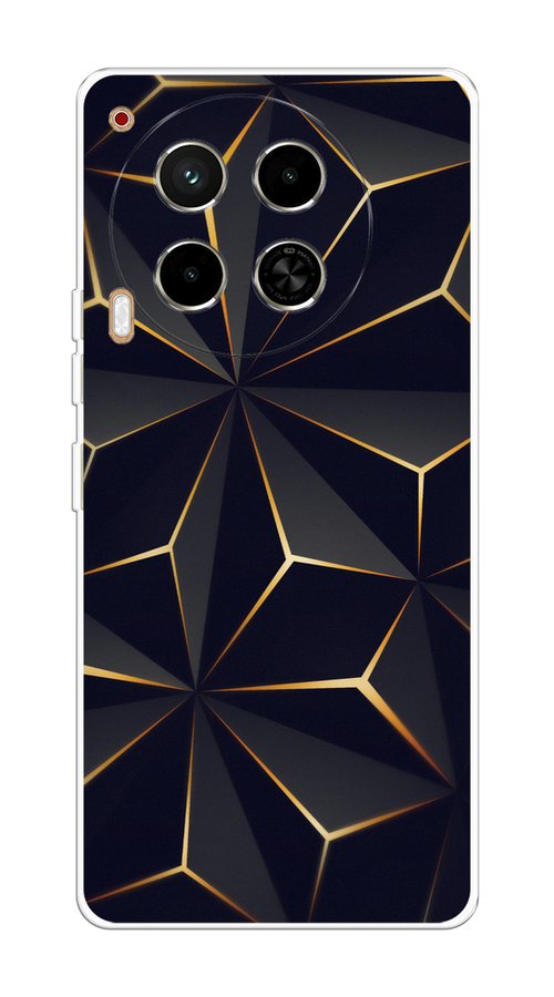 

Чехол на Tecno Camon 30 4G "Черные полигоны", Золотистый;черный, 305650-1