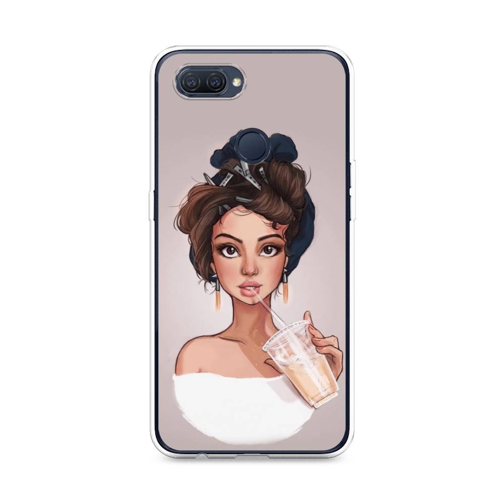 

Чехол для Oppo A12 "Девушка с фраппе", Серый, 253450-6