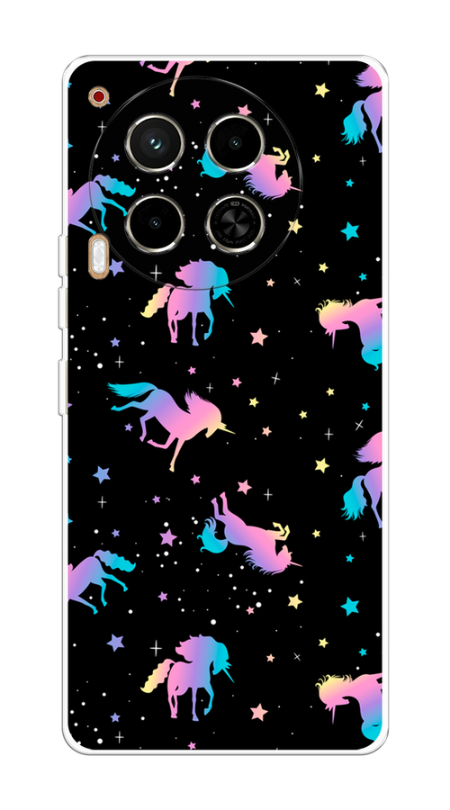 

Чехол на Tecno Camon 30 4G "Единороги градиент", Черный;розовый;голубой, 305650-1