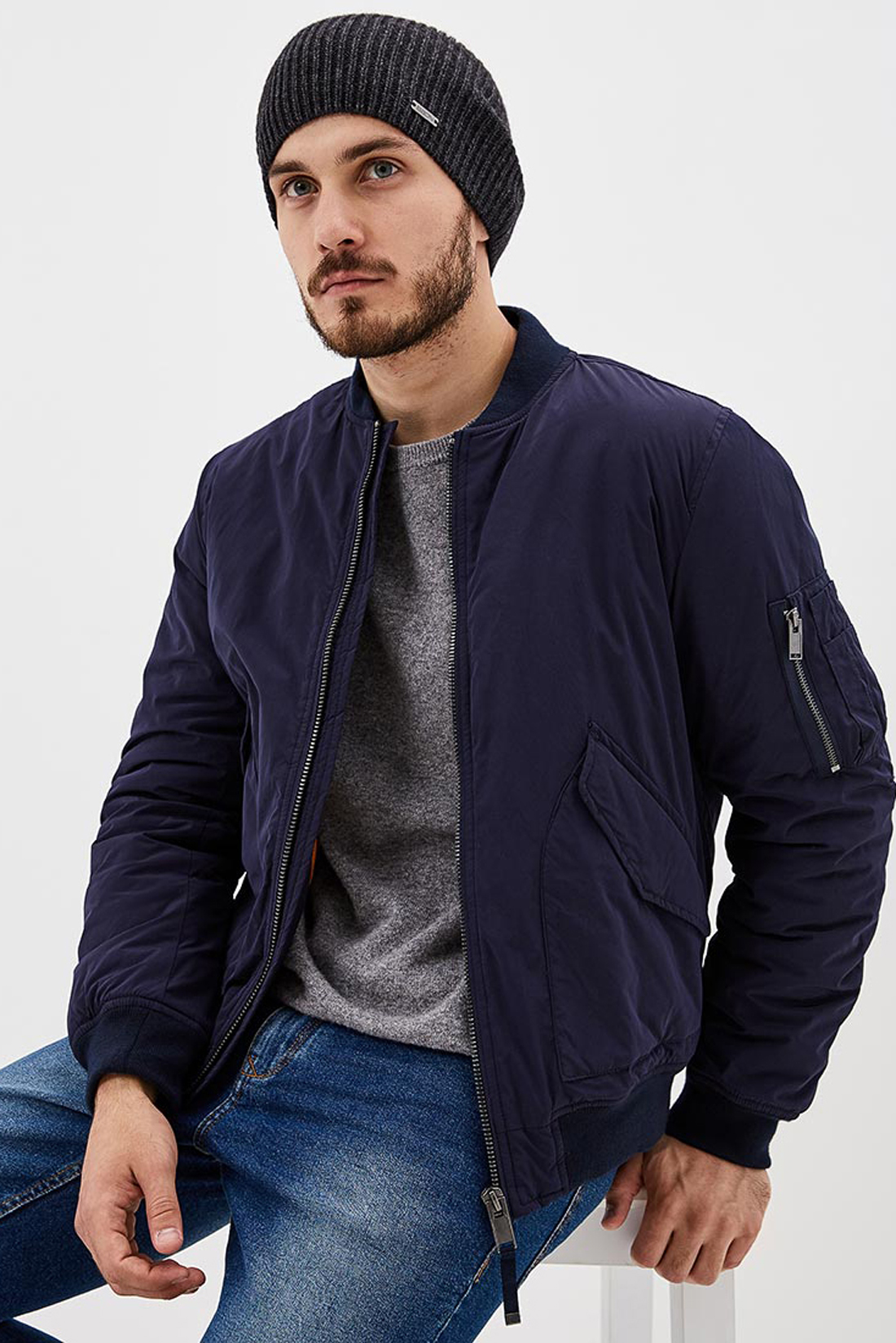 

Шапка бини мужская Baon B849521 marengo melange, р.58, B849521