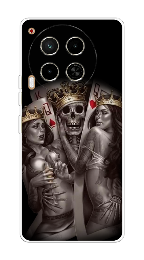 

Чехол на Tecno Camon 30 4G "Карты король и королевы", Серый;желтый, 305650-1