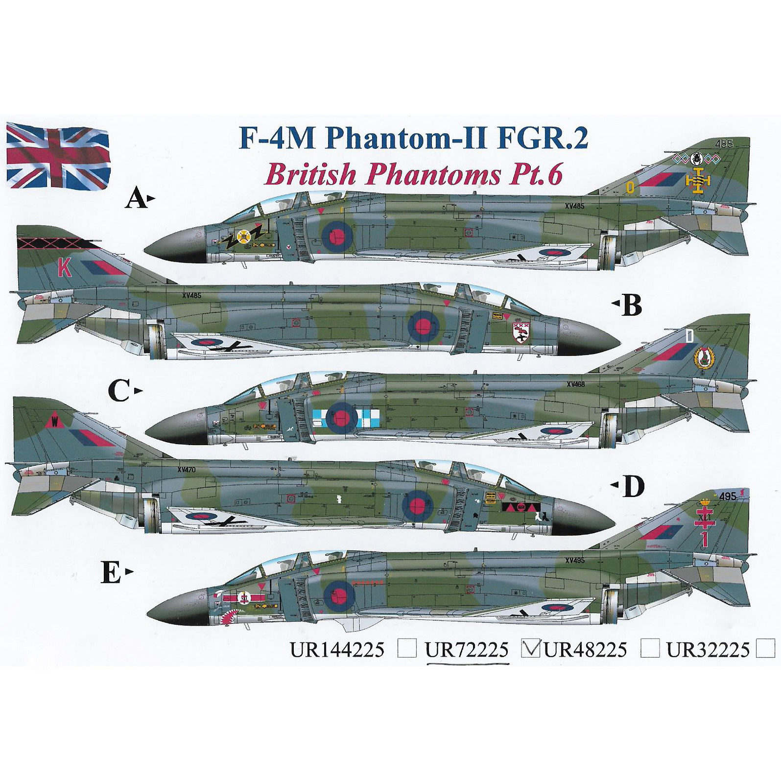 Декали UpRise 1/72 для F-4M Phantom-II FGR.2, British Phantoms Pt.6 UR72225
