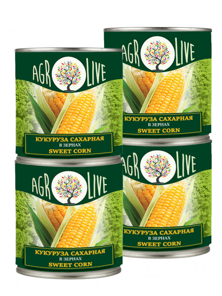 

Кукуруза сахарная Agrolive в зернах 425мл. х 4 шт высший сорт