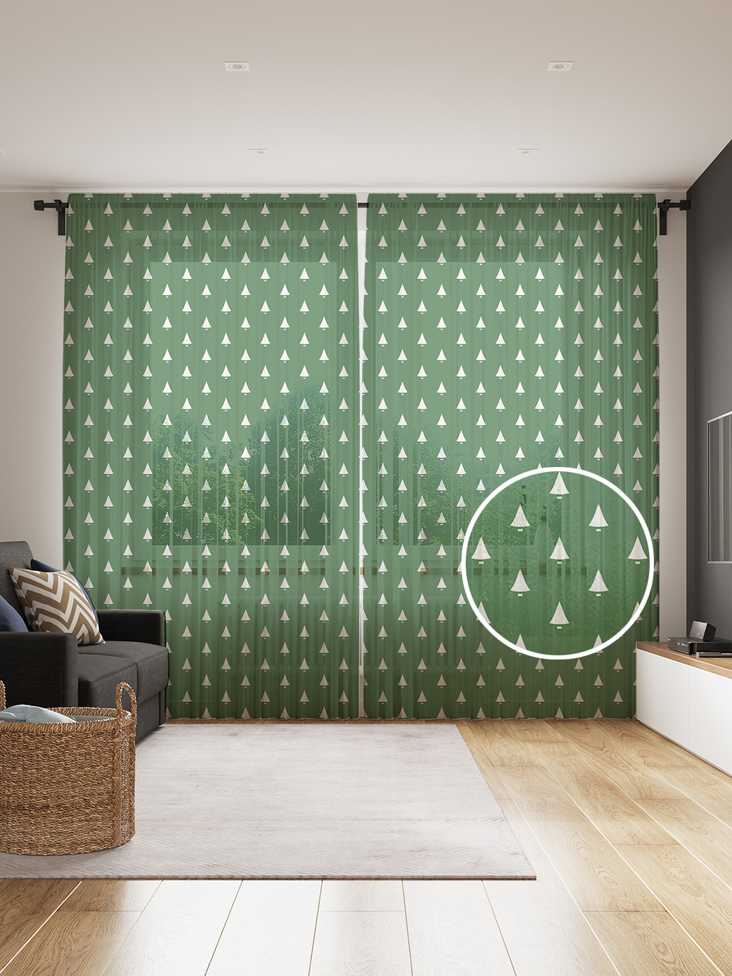 

Фототюль JoyArty "Елочки наив", 145x265см (2 полотна со шторной лентой + 50 крючков), Елочки наив