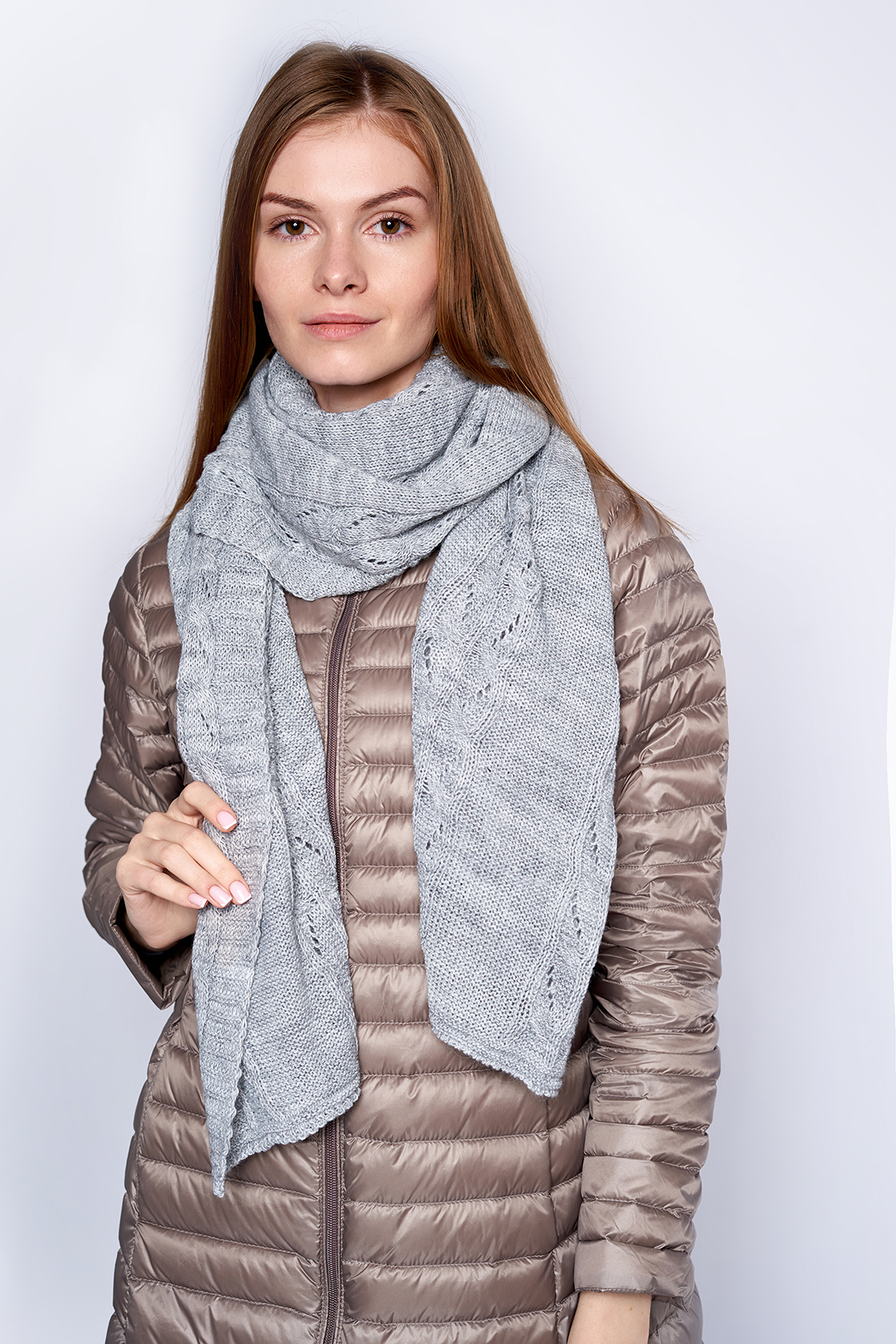 

Шарф женский Baon B359528 silver melange, 60х180 см, Серый, B359528