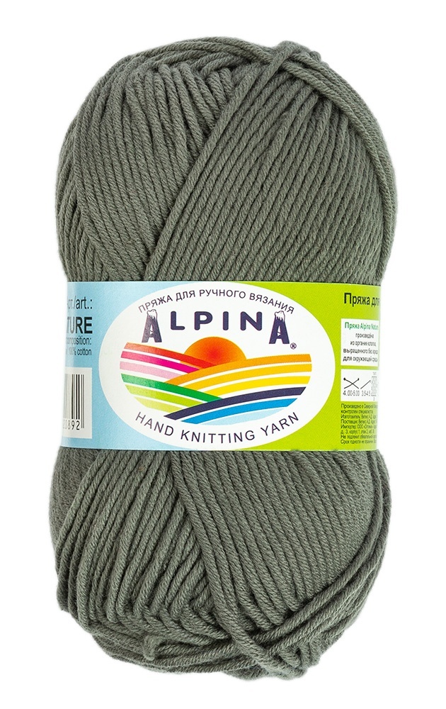 

Alpina Nature, 100% хлопок, 10х50 г, 105 м+-3 м, №004, хаки, Зеленый