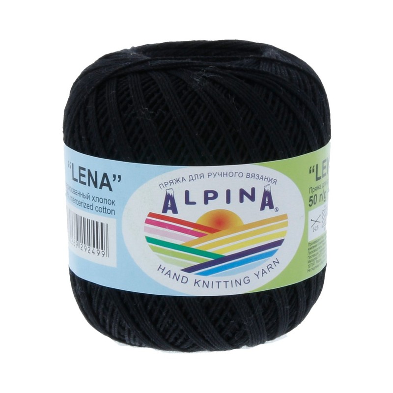 

Alpina Lena, 100% мерсеризованный хлопок, 10х50 г, 280 м+-15 м, №88, черный