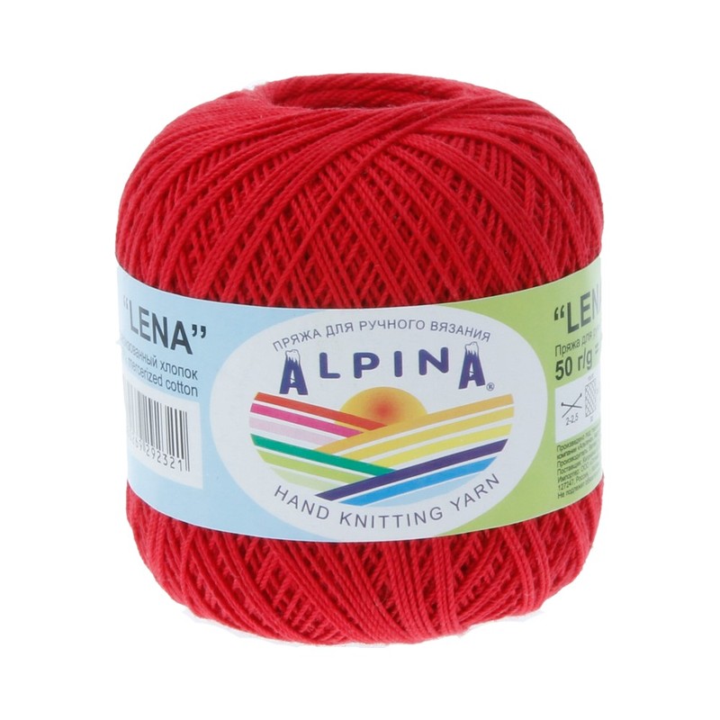 

Alpina Lena, 100% мерсеризованный хлопок, 10х50 г, 280 м+-15 м, №46, красный