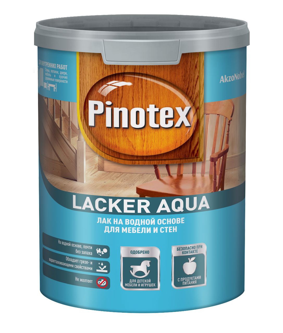 Лак для мебели и стен Pinotex Lacker Aqua 70 на водной основе, глянцевый, 1 л