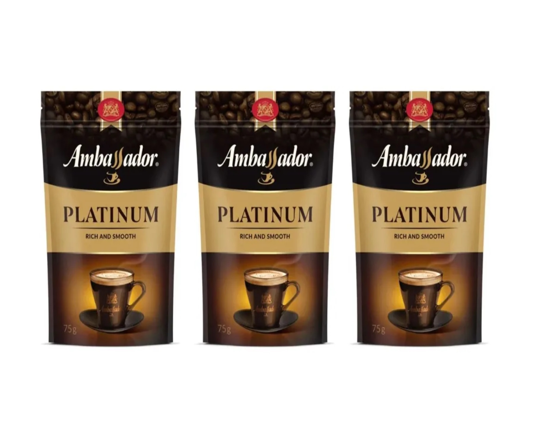 Кофе растворимый Ambassador Platinum, 75 г х 3 шт