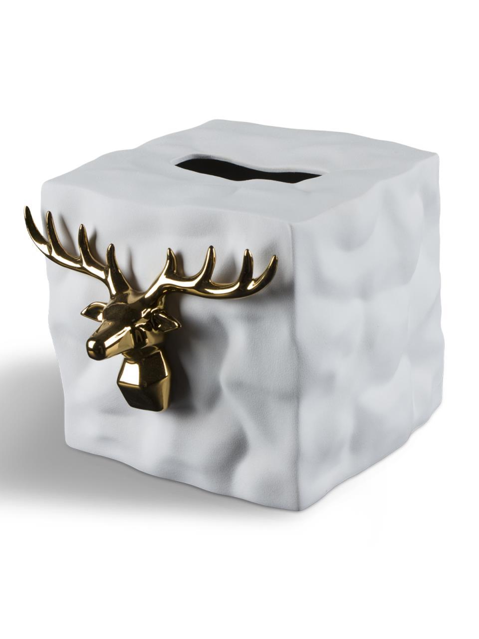 Керамическая салфетница - квадратный короб с объемным декором