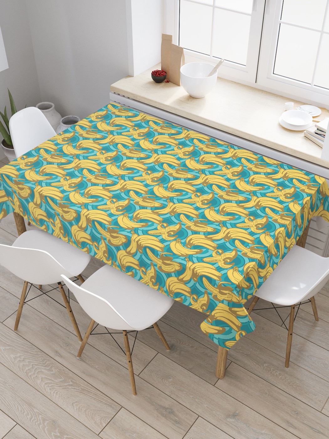 

Скатерть прямоугольная JoyArty "Спелые бананы" из сатена, 120x145 см, Желтый, Спелые бананы