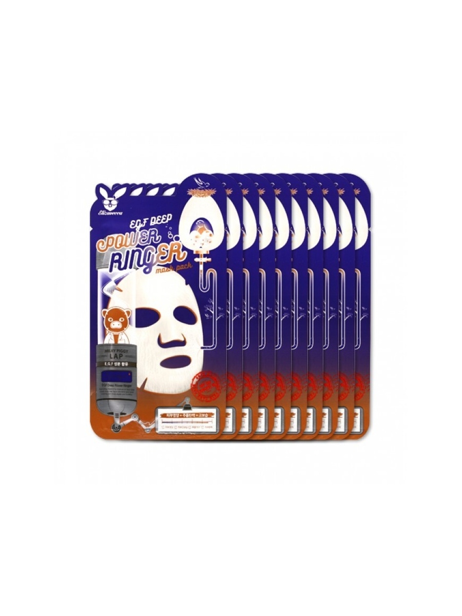Набор тканевых масок Elizavecca Deep Power Ringer Mask Pack EGF, 10 шт. по 23 мл.