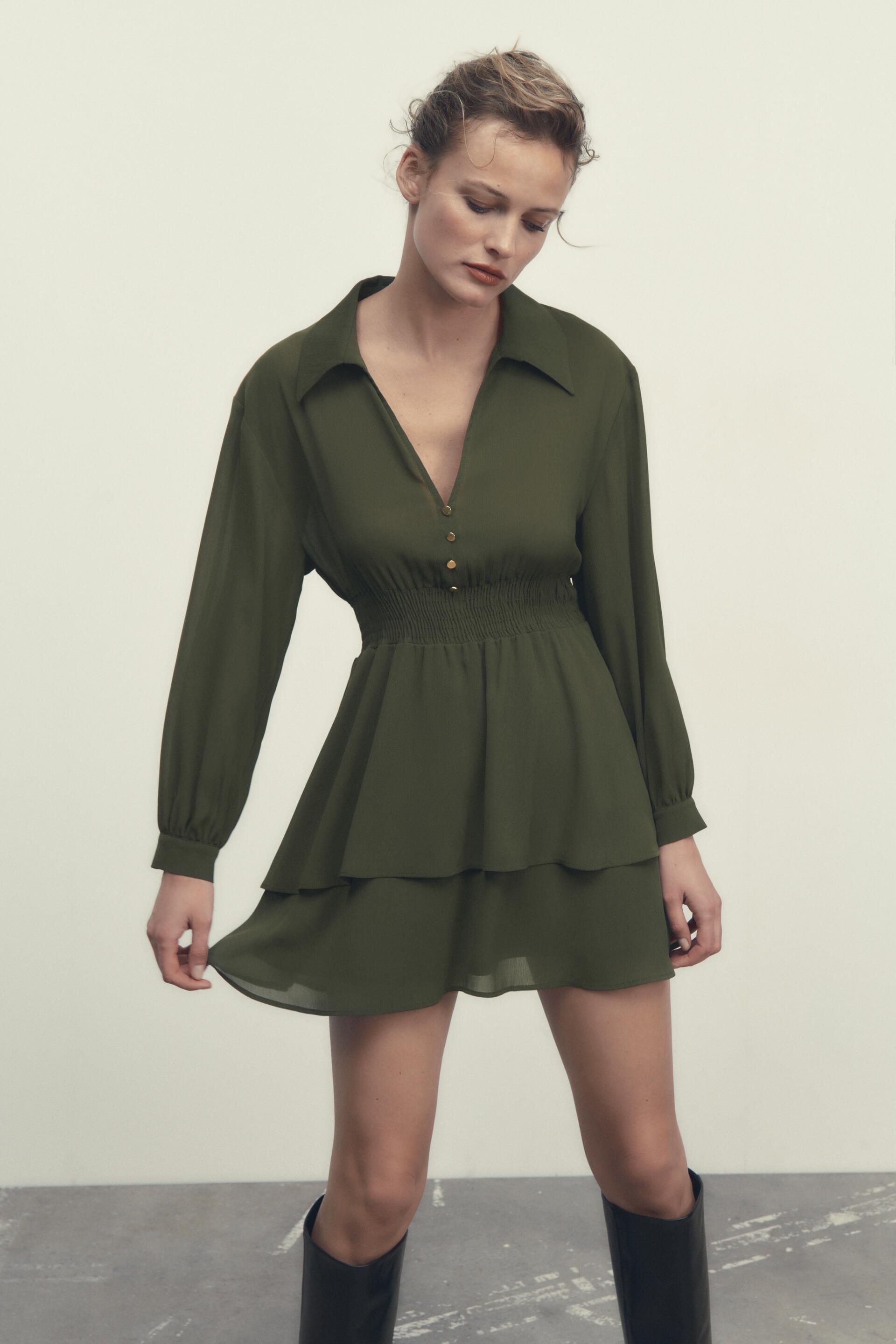 

Платье женское ZARA 02034925 хаки XL (доставка из-за рубежа), 02034925