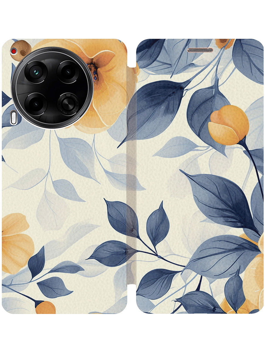 

Чехол-книжка на Tecno Camon 30 4g / 30 5g с принтом "Оранжевые маки" золотой, Золотистый;белый;желтый, 782632423