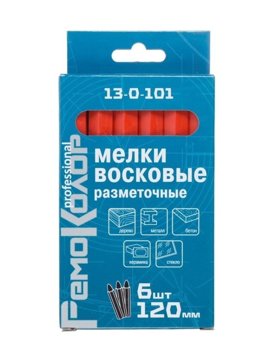 Мелки разметочные восковые красные 120 мм 6 шт 433₽