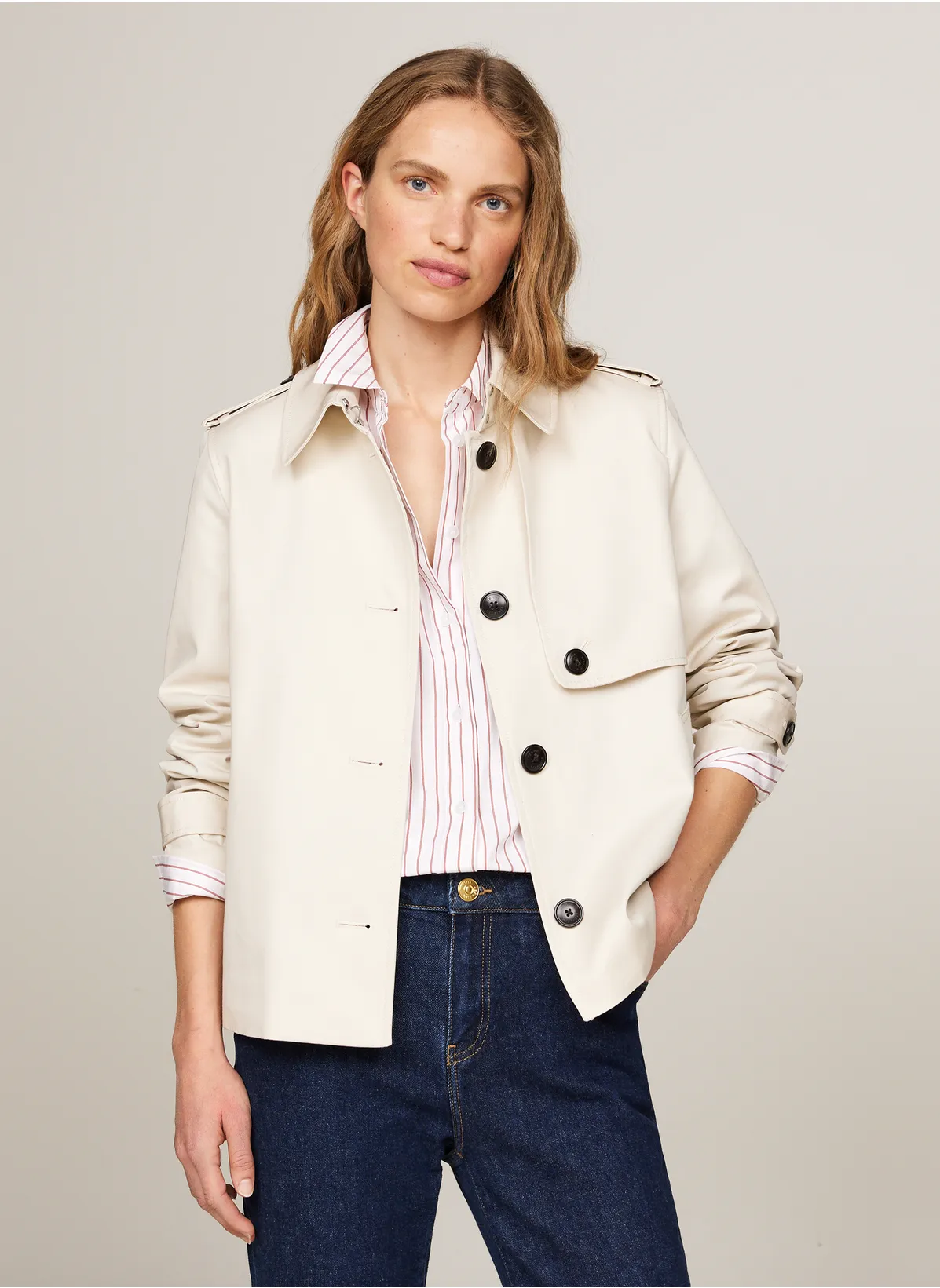 Плащ Tommy Hilfiger для женщин бежевый-ACH размер 38 WW0WW42572 33390₽