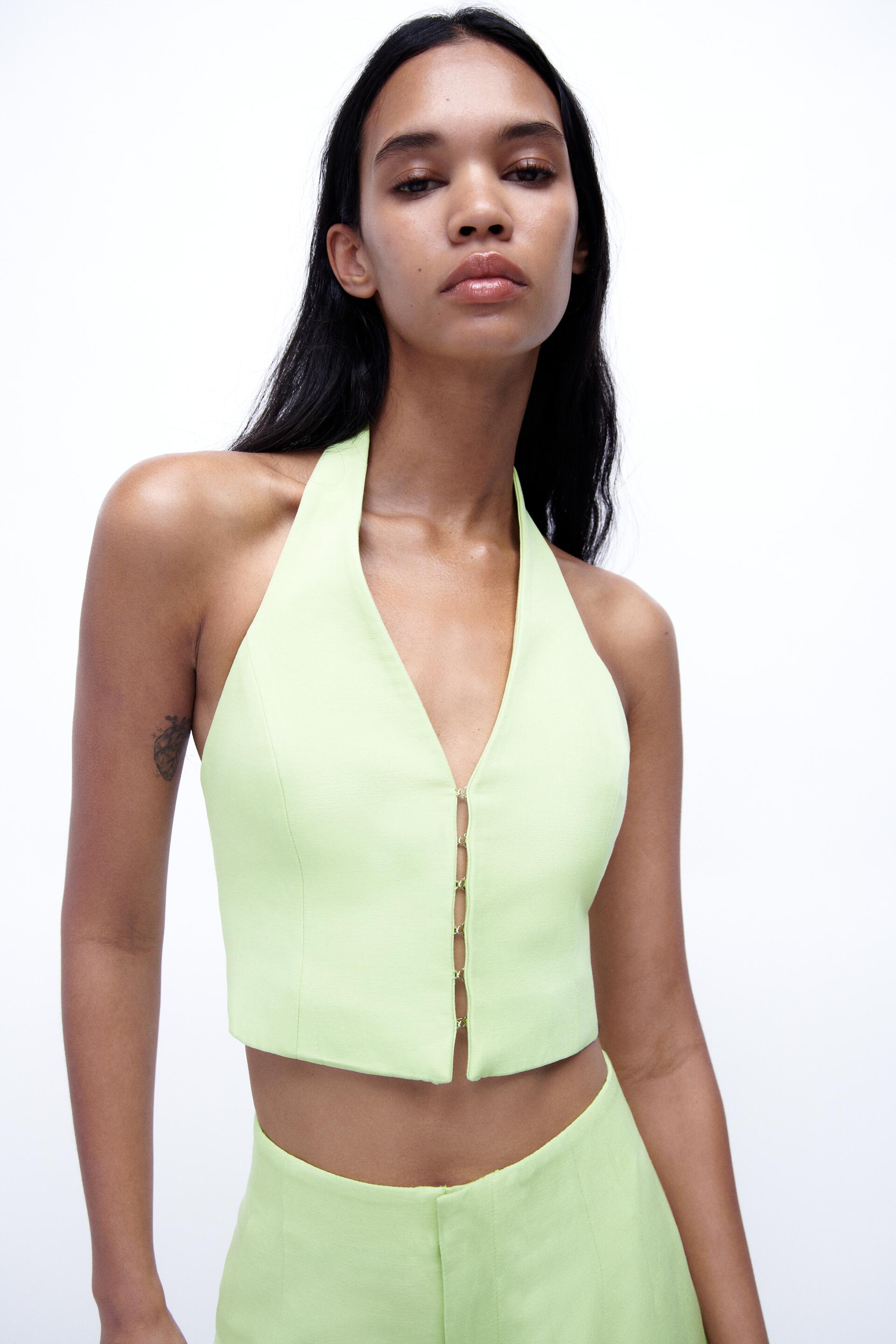 

Топ женский ZARA 02010831 зеленый S (доставка из-за рубежа), 02010831