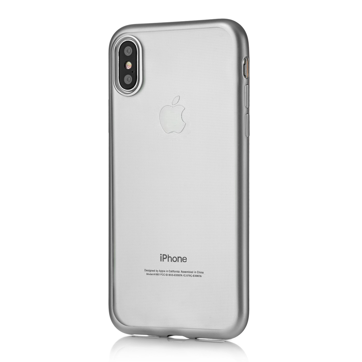

Чехол uBear для iPhone X / Xs, полупрозрачный силикон с рамкой, Серебристый