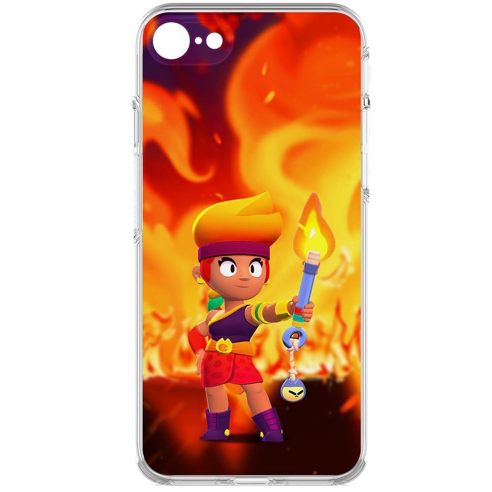 

Чехол-накладка Brawl Stars-Амбер для iPhone 7/8/SE 2020 с защитой камеры, Прозрачный