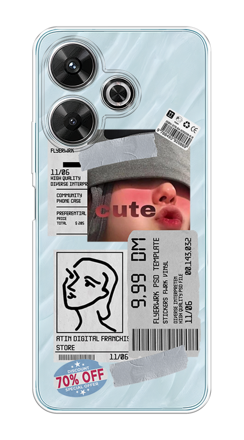 

Чехол на Xiaomi Redmi Note 13R/Redmi 13, Poco M6 4G/M6 Plus "Cute girl collage", Розовый;серый;голубой, 322550-1