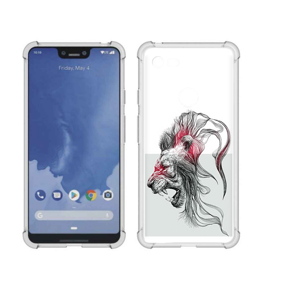 

Чехол MyPads Tocco для Google Pixel 3 XL разъяренный лев, Прозрачный, Tocco