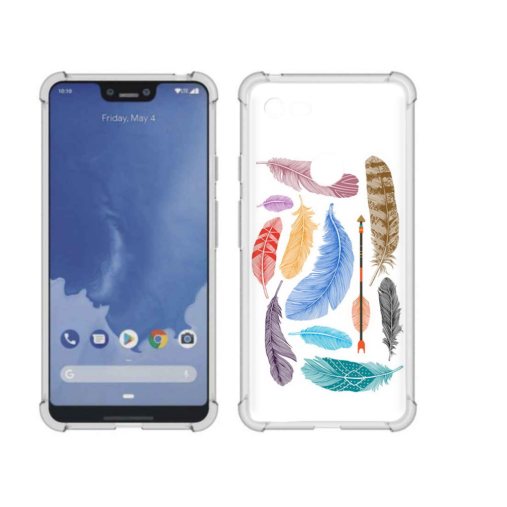 

Чехол MyPads Tocco для Google Pixel 3 XL разноцветные перья, Прозрачный, Tocco