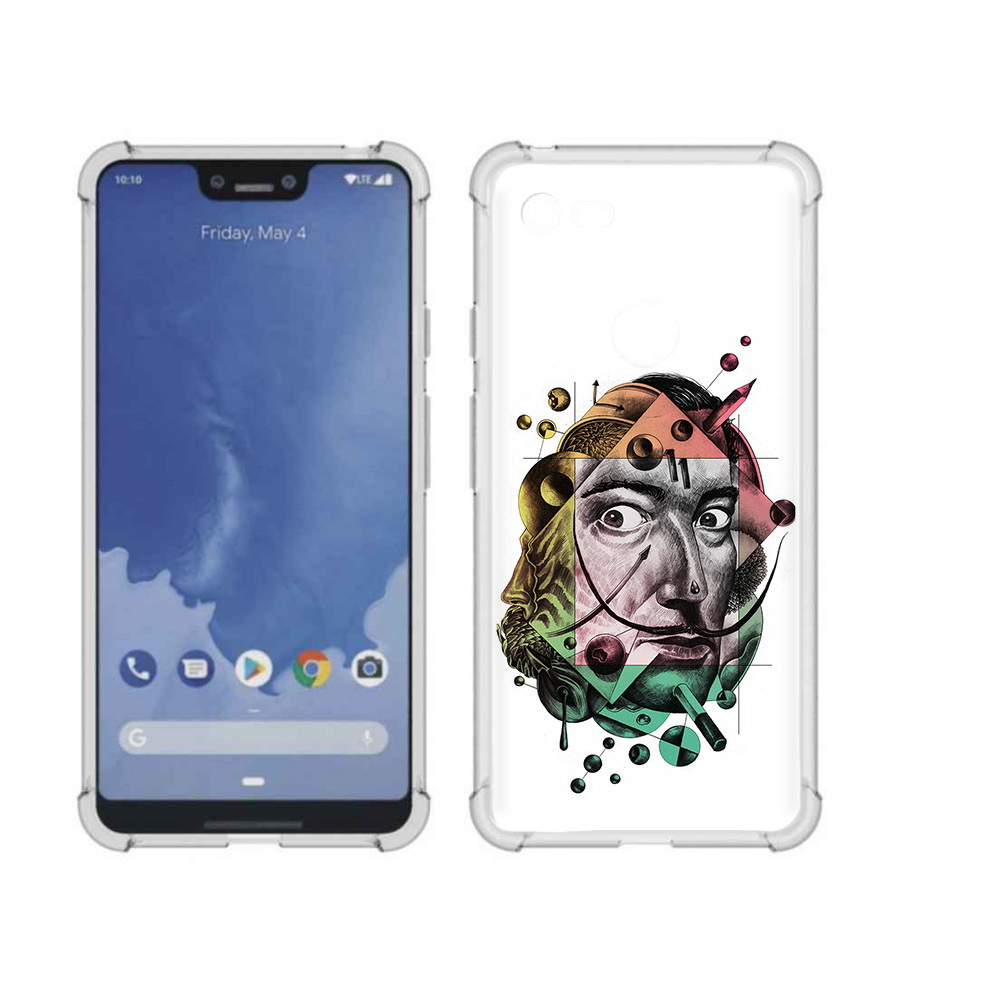 

Чехол MyPads Tocco для Google Pixel 3 XL разноцветное лицо абстракция, Прозрачный, Tocco