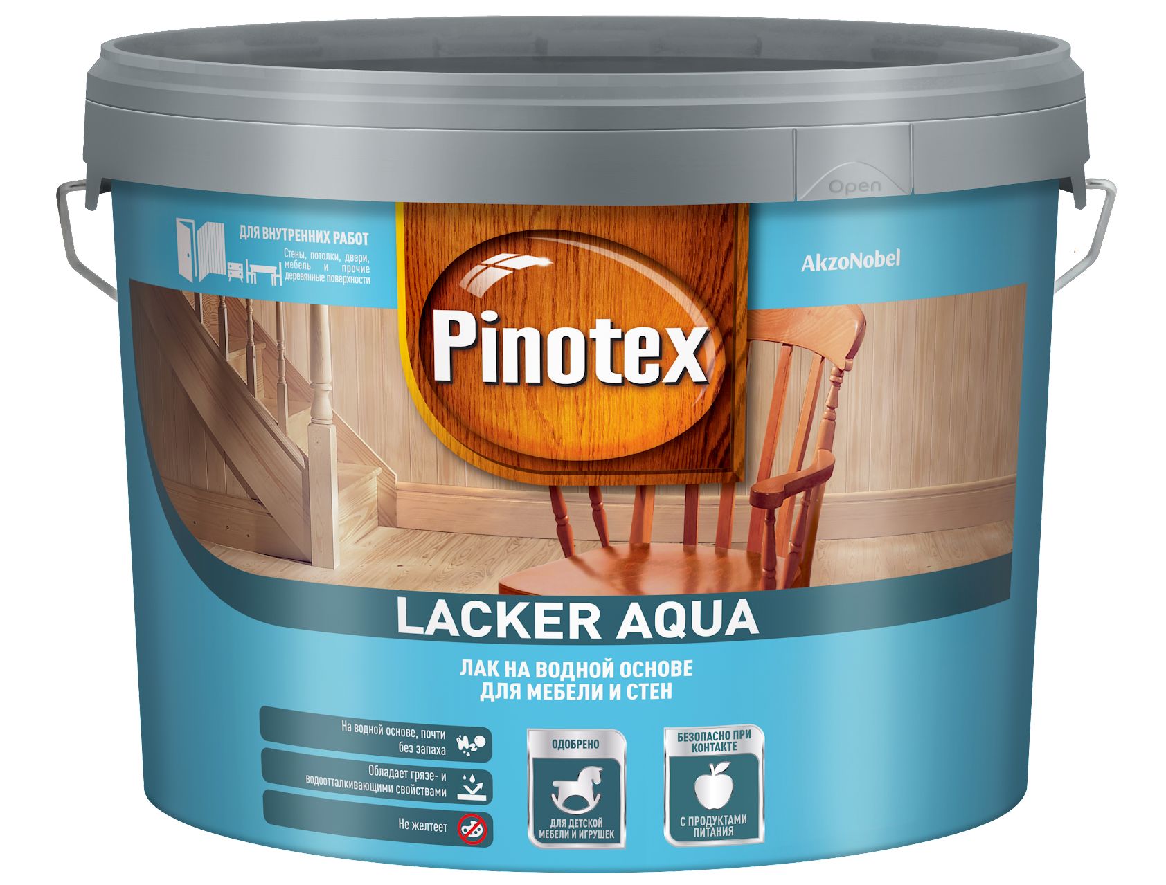 фото Лак для мебели и стен pinotex lacker aqua 10 на водной основе, матовый, 9 л