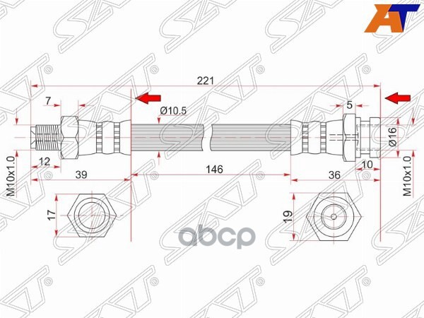 Шланг Тормозной Задний (Таиланд) Mmc Challenger 96-01/Delica/L300 87-/Pajero/Sport/Nativa