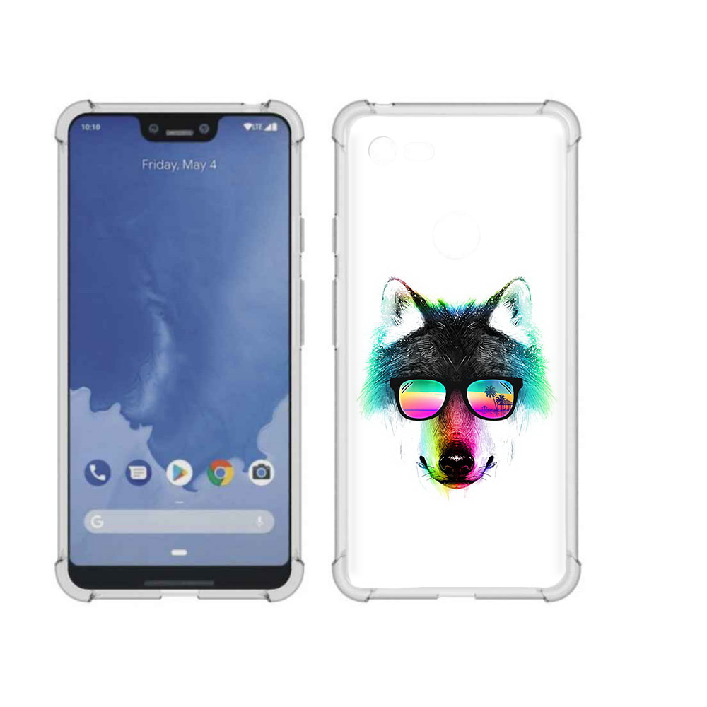 

Чехол MyPads Tocco для Google Pixel 3 XL радужный волк, Прозрачный, Tocco