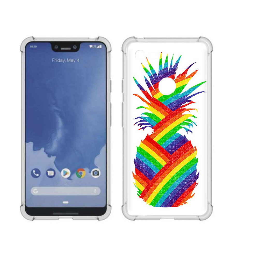 

Чехол MyPads Tocco для Google Pixel 3 XL радужный ананас, Прозрачный, Tocco