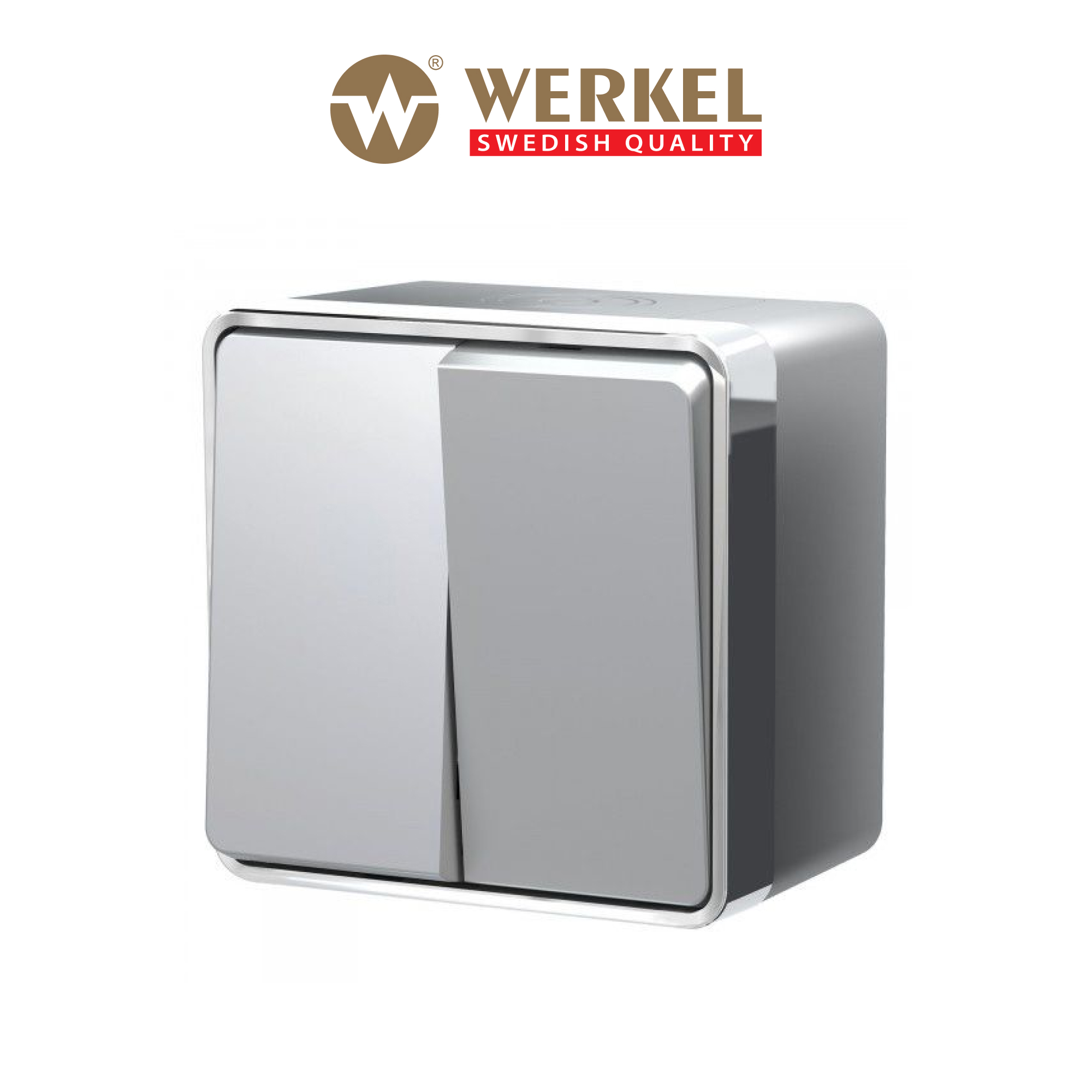

Накладной двухклавишный выключатель влагозащищенный Werkel Gallant W5020206 серебряный 10А, Серебристый, Накладной Выключатель двухклавишный влагозащищенный Gallant