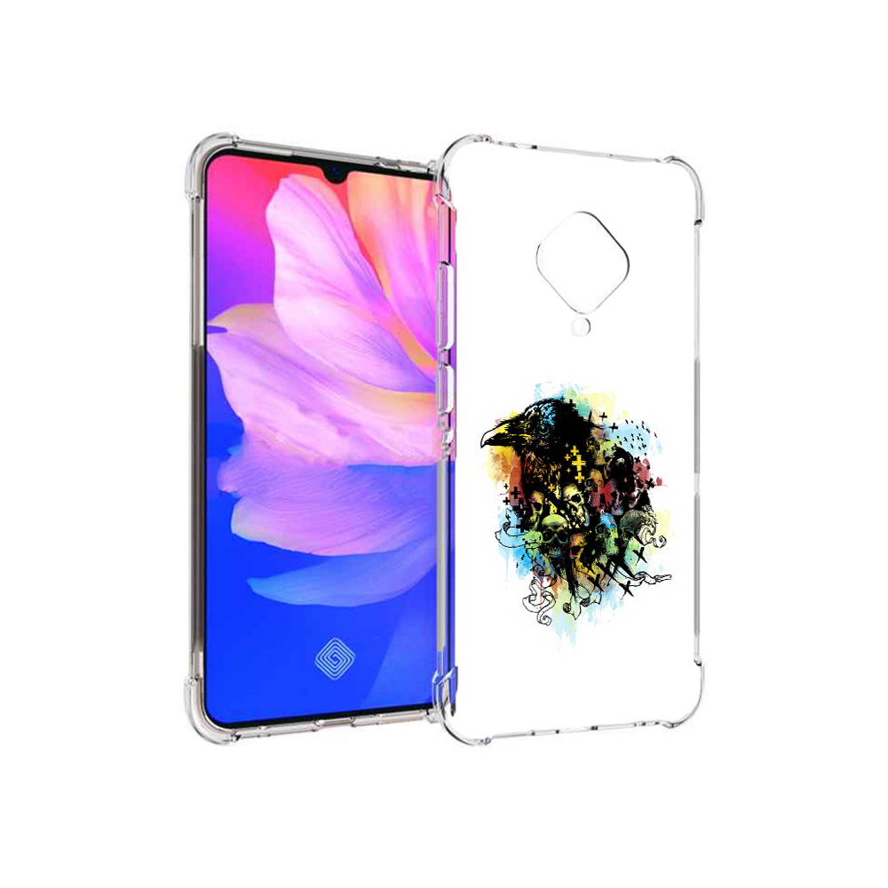 

Чехол MyPads Tocco для Vivo V17 ворон и черепа (PT147343.378.273), Прозрачный, Tocco