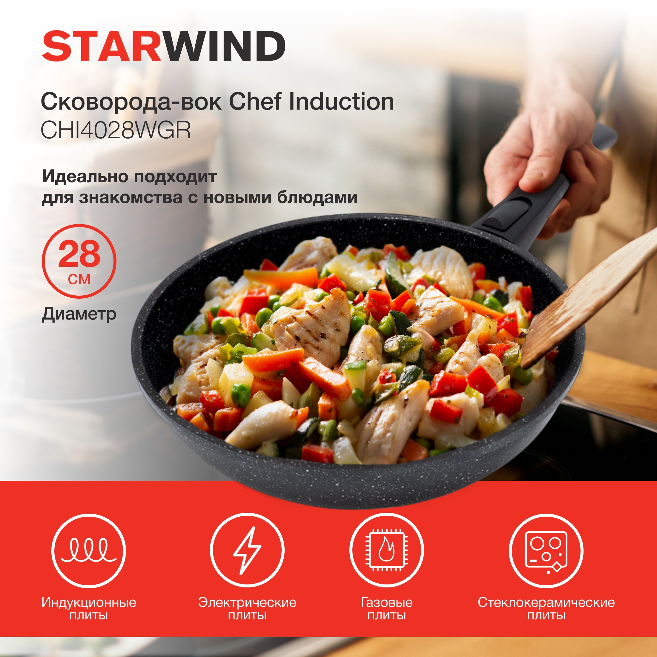 Сковорода STARWIND SW-CHI4028WGR
