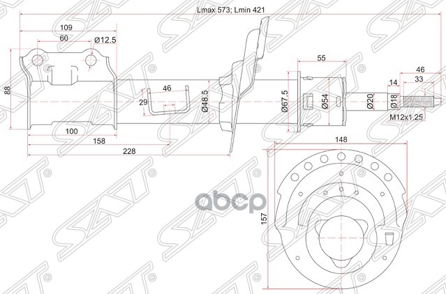 

Стойка Передняя Hyundai Solaris/Accent/Kia Rio Rh (правый) Sat арт. ST-54660-4L100