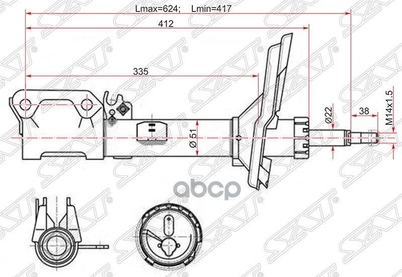 Стойка Задняя 2wd Toyota Harrier 03-/Kluger 01- Lh (левый) Sat арт. ST-48540-49165