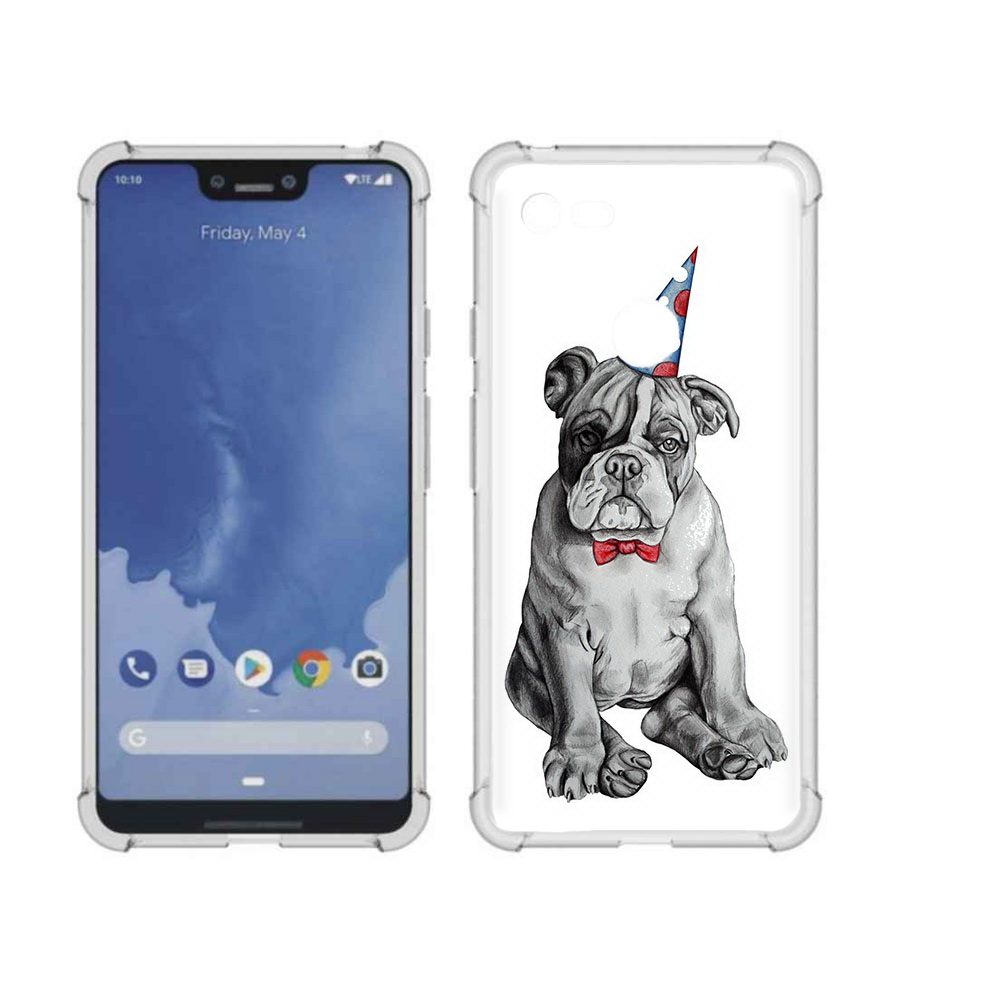 

Чехол MyPads Tocco для Google Pixel 3 XL праздничный щенок, Прозрачный, Tocco