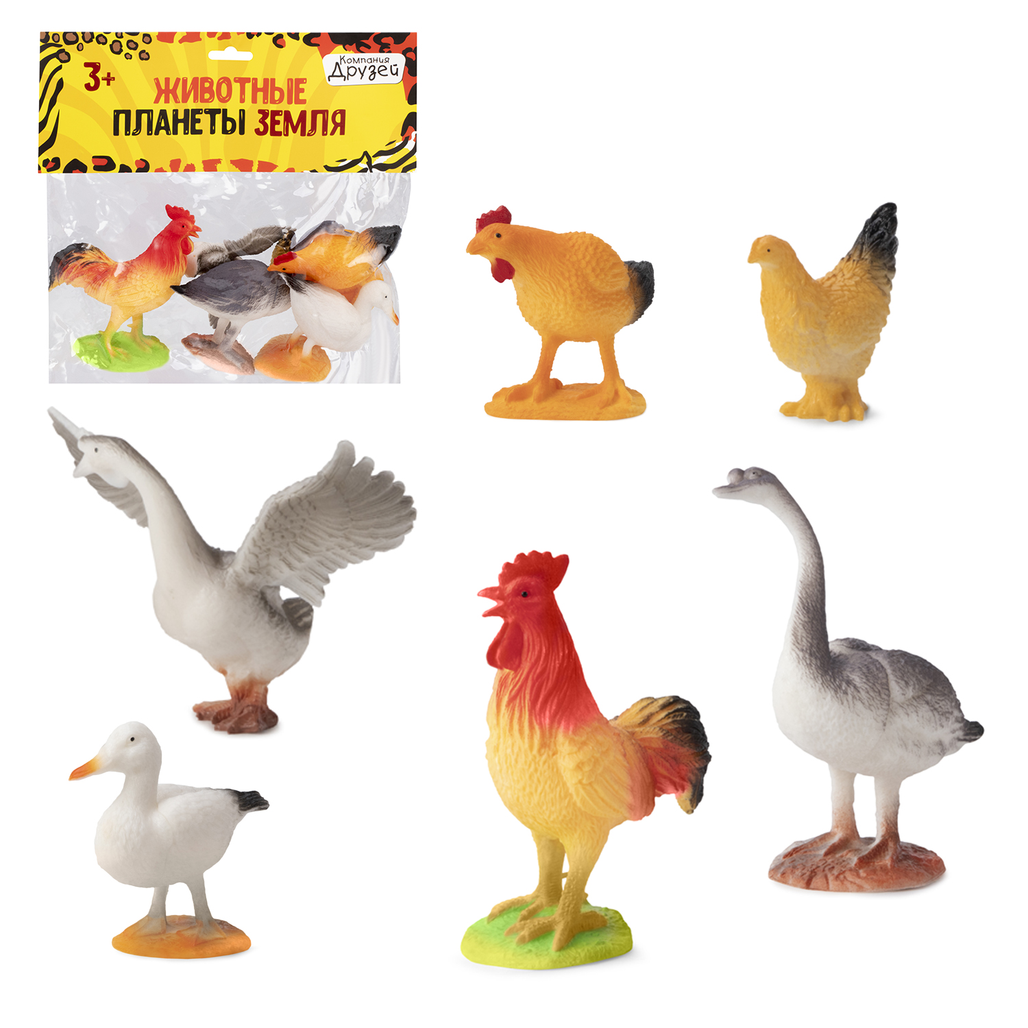 Игровой набор Компания друзей Домашние птицы Животные планеты Земля, 6 фигурок, JB0207201