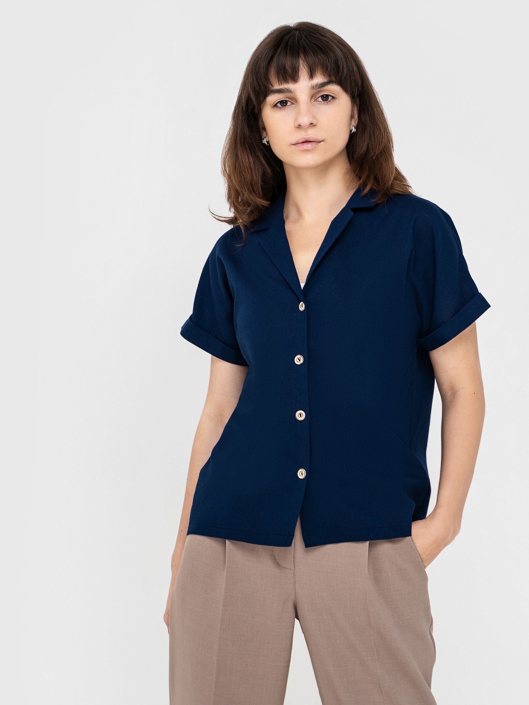 Рубашка женская AM One 6019/5 синяя 44 RU