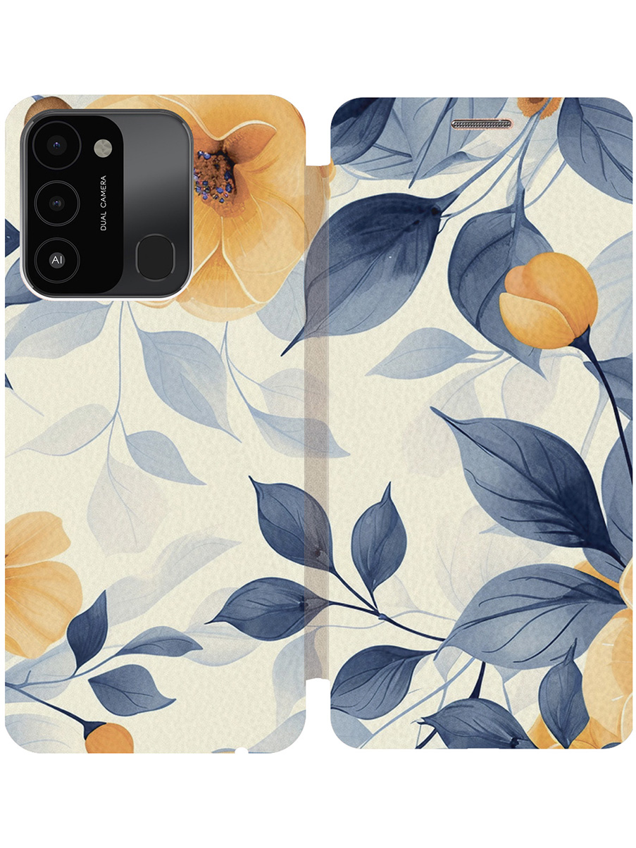 

Чехол-книжка на Tecno Spark 8C / Go 2022 с принтом "Оранжевые маки" золотой, Золотистый;белый;желтый, 778678023