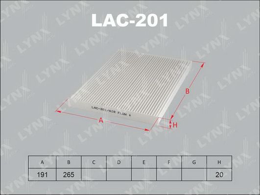 Фильтр воздушный салона LYNXauto LAC-201 100056924476