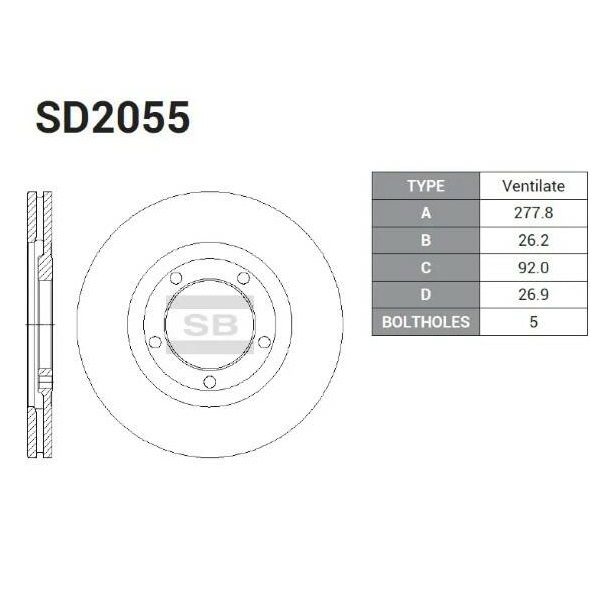 

Диск тормозной Sangsin brake sd2055