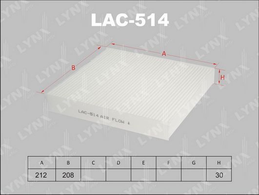 

Фильтр воздушный салона LYNXauto LAC-514