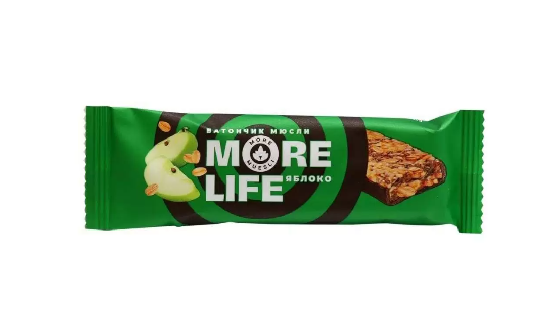

Батончик злаковый MoreLife шоколадный со вкусом яблока, 25 шт