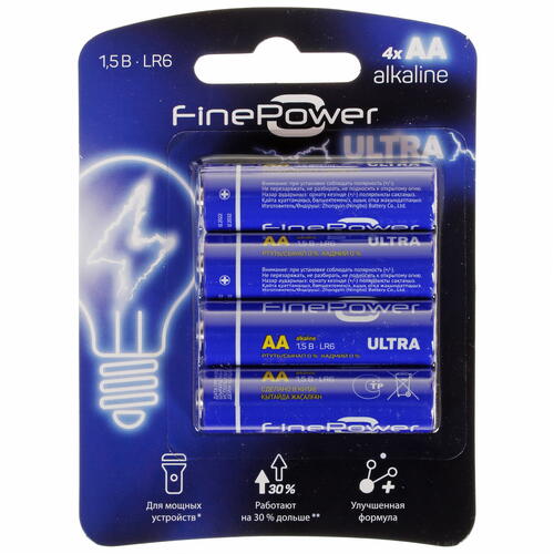 Батарейка FinePower Ultra AA (LR6) 4 шт