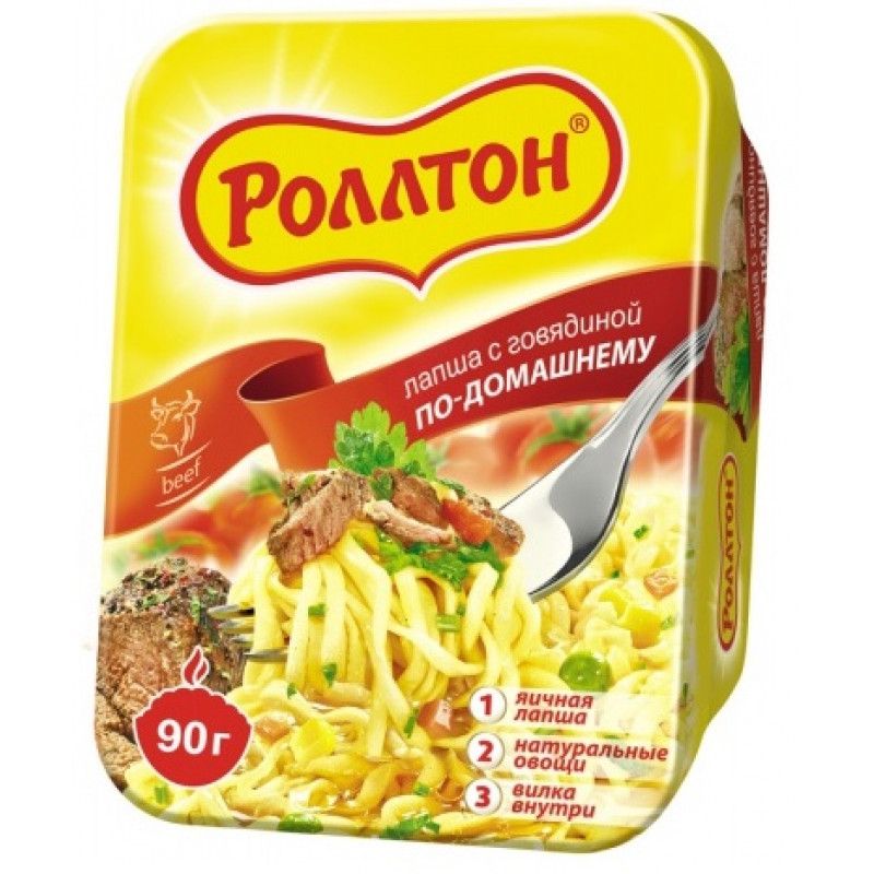 Лапша Роллтон со вкусом говядины по-домашнему 90 г x 24 шт