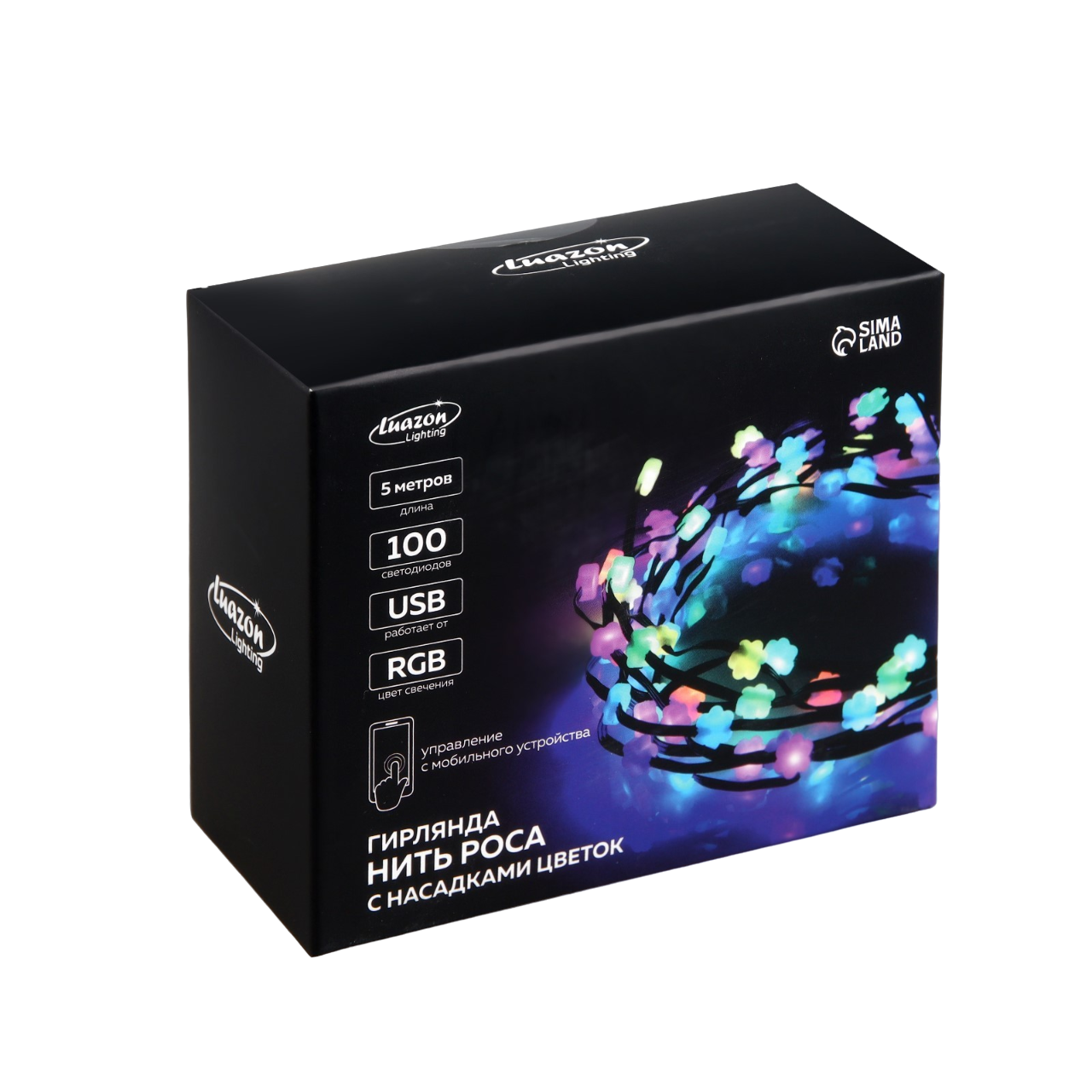 

Светодиодная нить Luazon Lighting Цветочки 5 м разноцветный/RGB, Цветочки